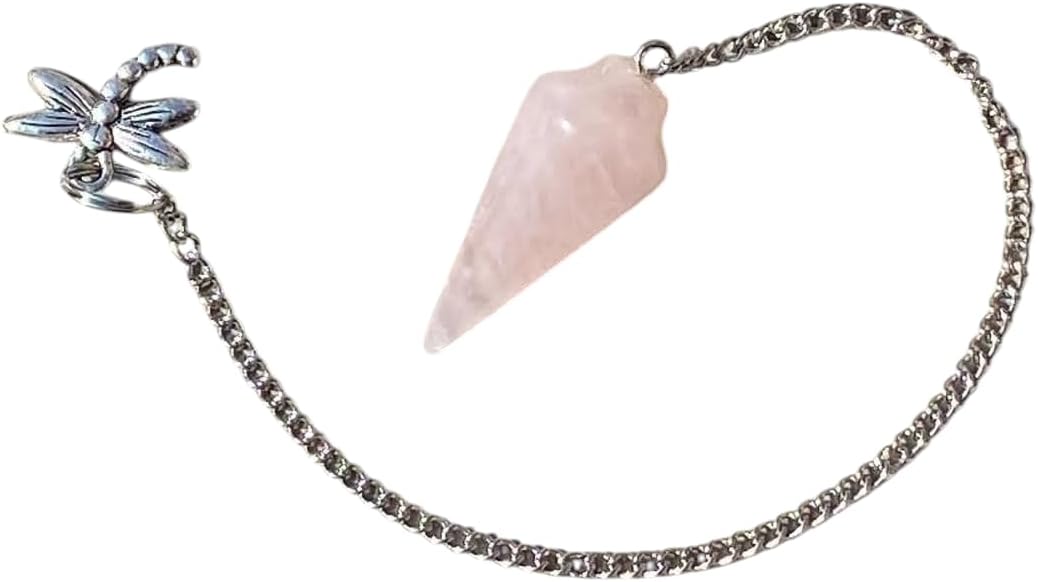 Extrinsic Beauty Crystal Pendulum or Pendulum Necklace for Divination - Dowsing Pendulum with Chain and pendant for Reiki Healing and Crystal Grid Meditation or 925 Silver Plated Necklace.