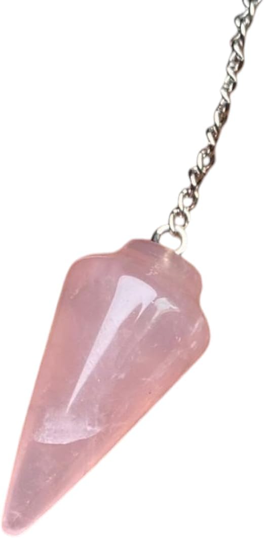 Extrinsic Beauty Crystal Pendulum or Pendulum Necklace for Divination - Dowsing Pendulum with Chain and pendant for Reiki Healing and Crystal Grid Meditation or 925 Silver Plated Necklace.