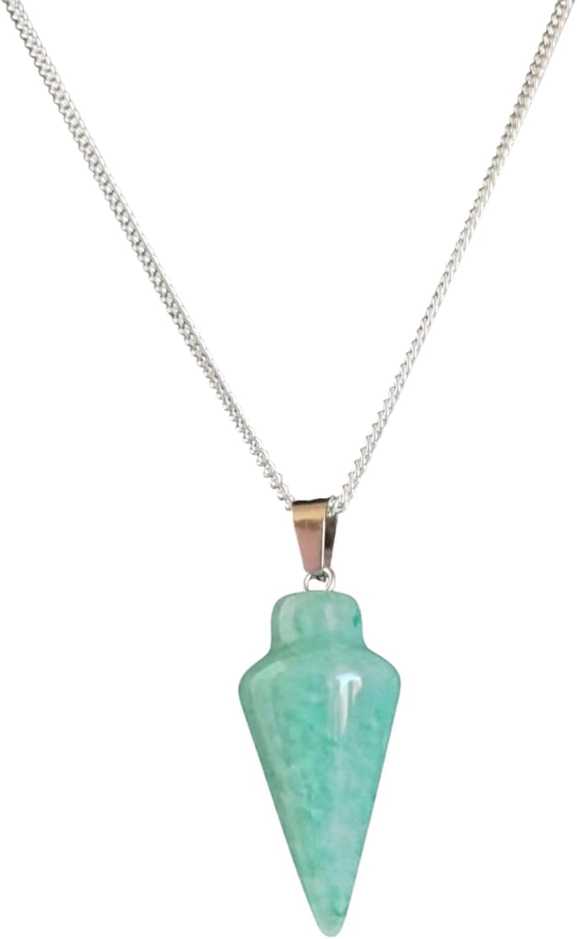 Extrinsic Beauty Crystal Pendulum or Pendulum Necklace for Divination - Dowsing Pendulum with Chain and pendant for Reiki Healing and Crystal Grid Meditation or 925 Silver Plated Necklace.