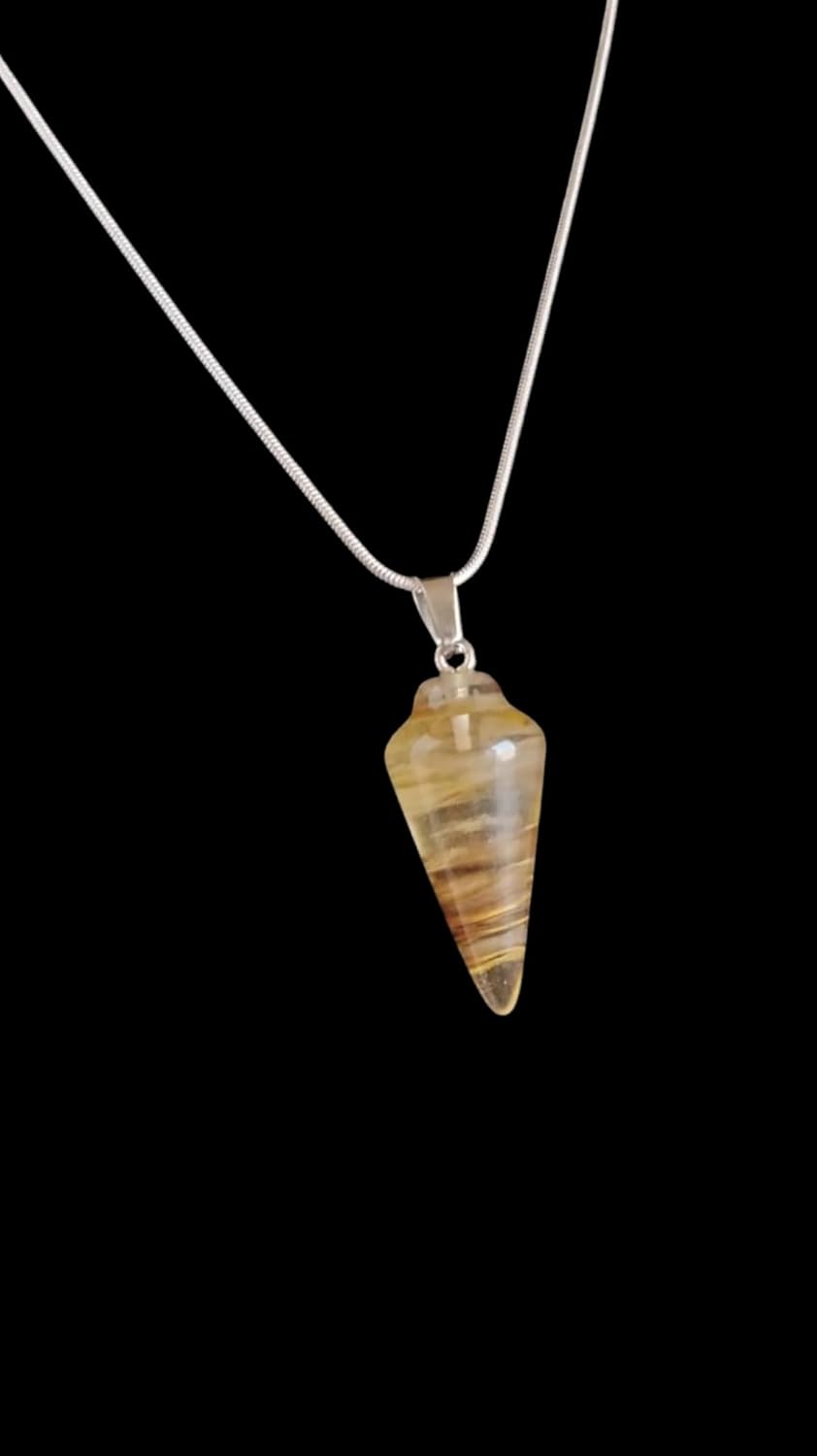 Extrinsic Beauty Crystal Pendulum or Pendulum Necklace for Divination - Dowsing Pendulum with Chain and pendant for Reiki Healing and Crystal Grid Meditation or 925 Silver Plated Necklace.