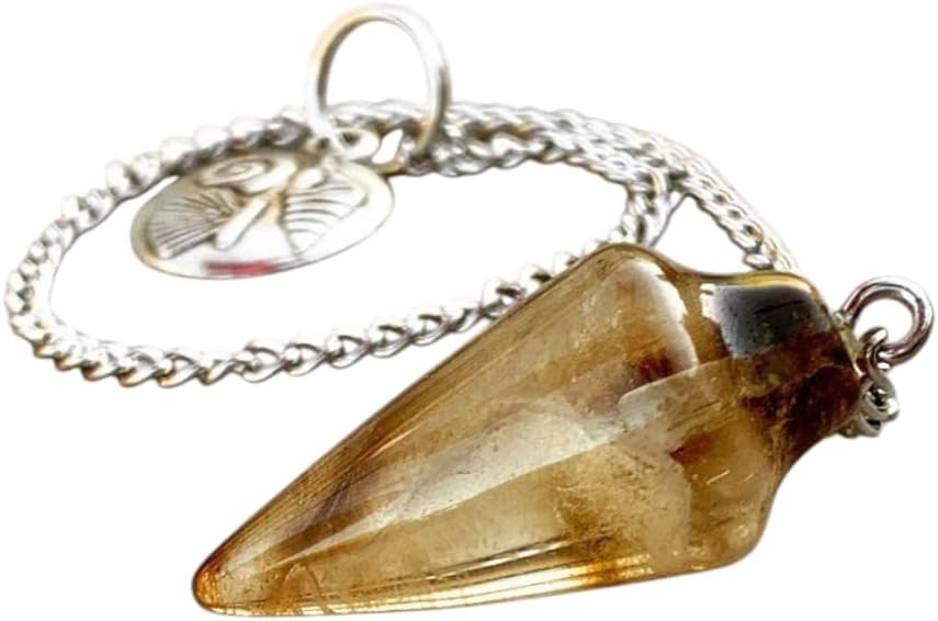 Extrinsic Beauty Crystal Pendulum or Pendulum Necklace for Divination - Dowsing Pendulum with Chain and pendant for Reiki Healing and Crystal Grid Meditation or 925 Silver Plated Necklace.