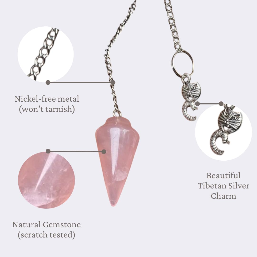 Extrinsic Beauty Natural Gemstone Energy Pendulum (rose-quartz)
