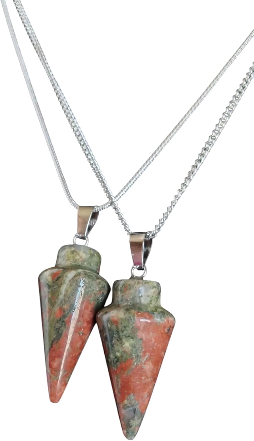 Extrinsic Beauty Crystal Pendulum or Pendulum Necklace for Divination - Dowsing Pendulum with Chain and pendant for Reiki Healing and Crystal Grid Meditation or 925 Silver Plated Necklace.