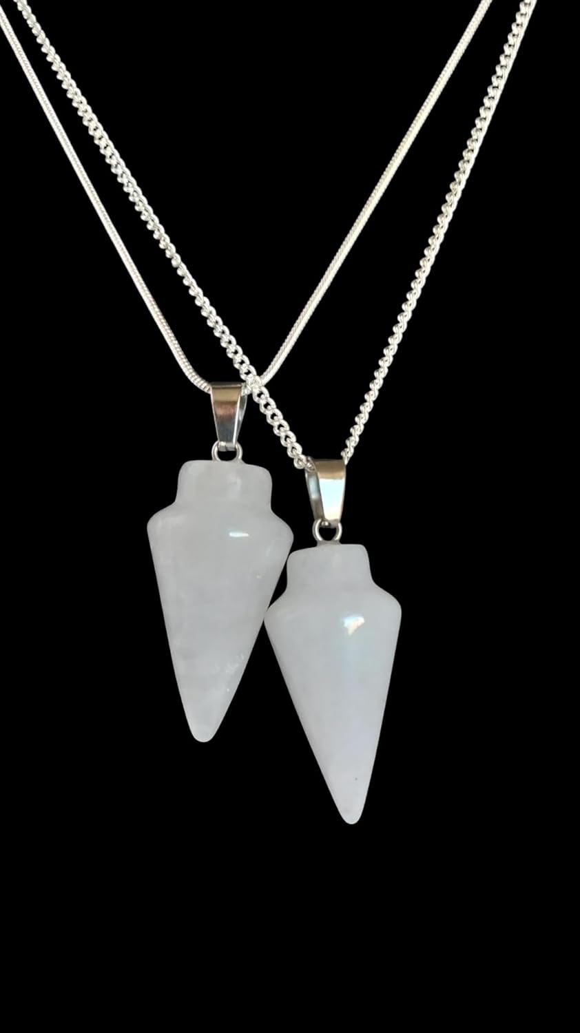 Extrinsic Beauty Crystal Pendulum or Pendulum Necklace for Divination - Dowsing Pendulum with Chain and pendant for Reiki Healing and Crystal Grid Meditation or 925 Silver Plated Necklace.