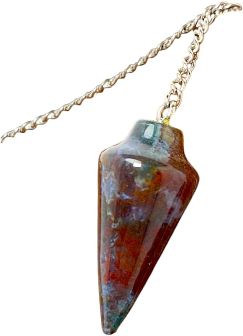 Extrinsic Beauty Crystal Pendulum or Pendulum Necklace for Divination - Dowsing Pendulum with Chain and pendant for Reiki Healing and Crystal Grid Meditation or 925 Silver Plated Necklace.