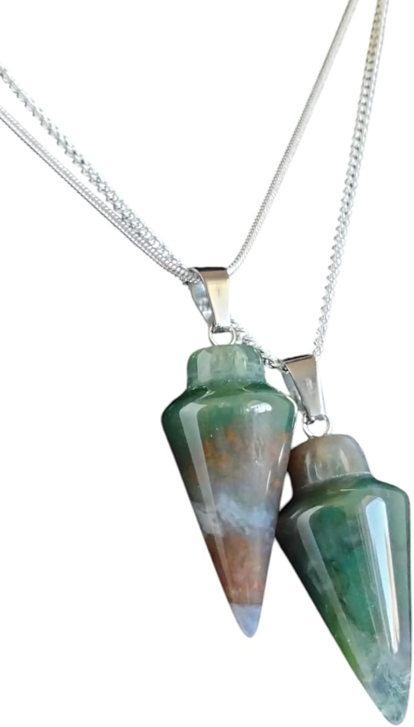 Extrinsic Beauty Crystal Pendulum or Pendulum Necklace for Divination - Dowsing Pendulum with Chain and pendant for Reiki Healing and Crystal Grid Meditation or 925 Silver Plated Necklace.