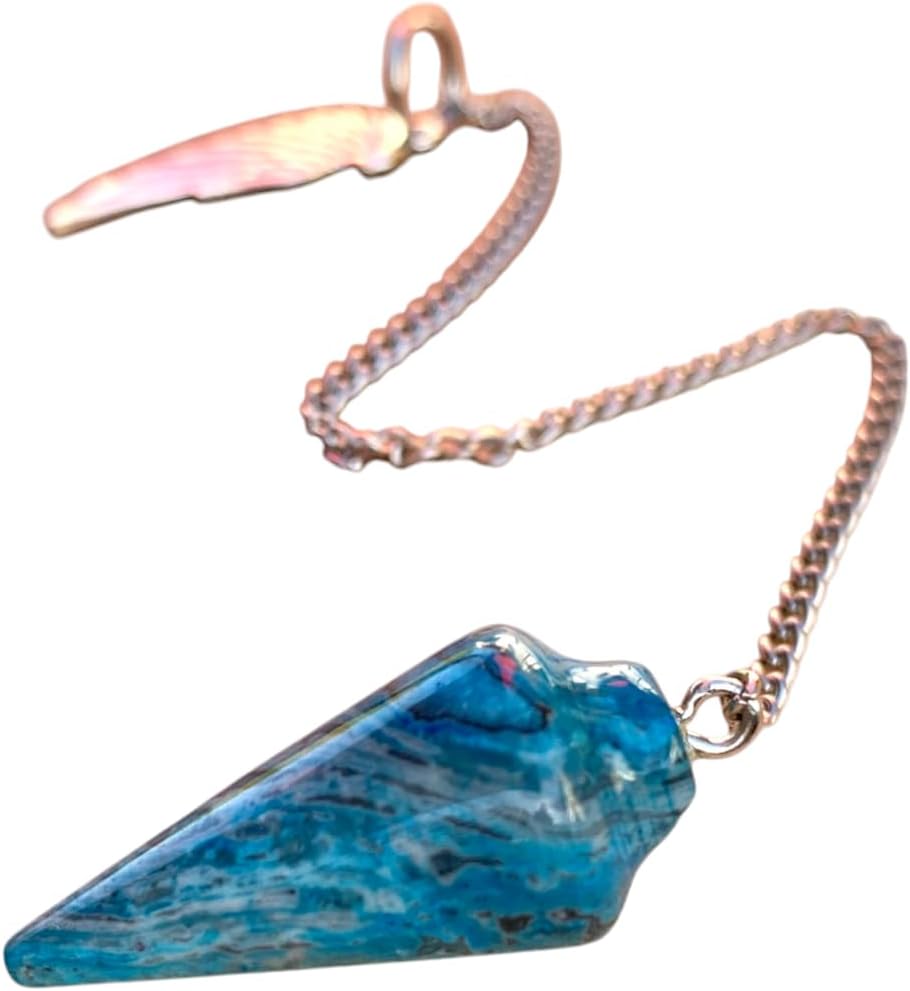 Extrinsic Beauty Crystal Pendulum or Pendulum Necklace for Divination - Dowsing Pendulum with Chain and pendant for Reiki Healing and Crystal Grid Meditation or 925 Silver Plated Necklace.