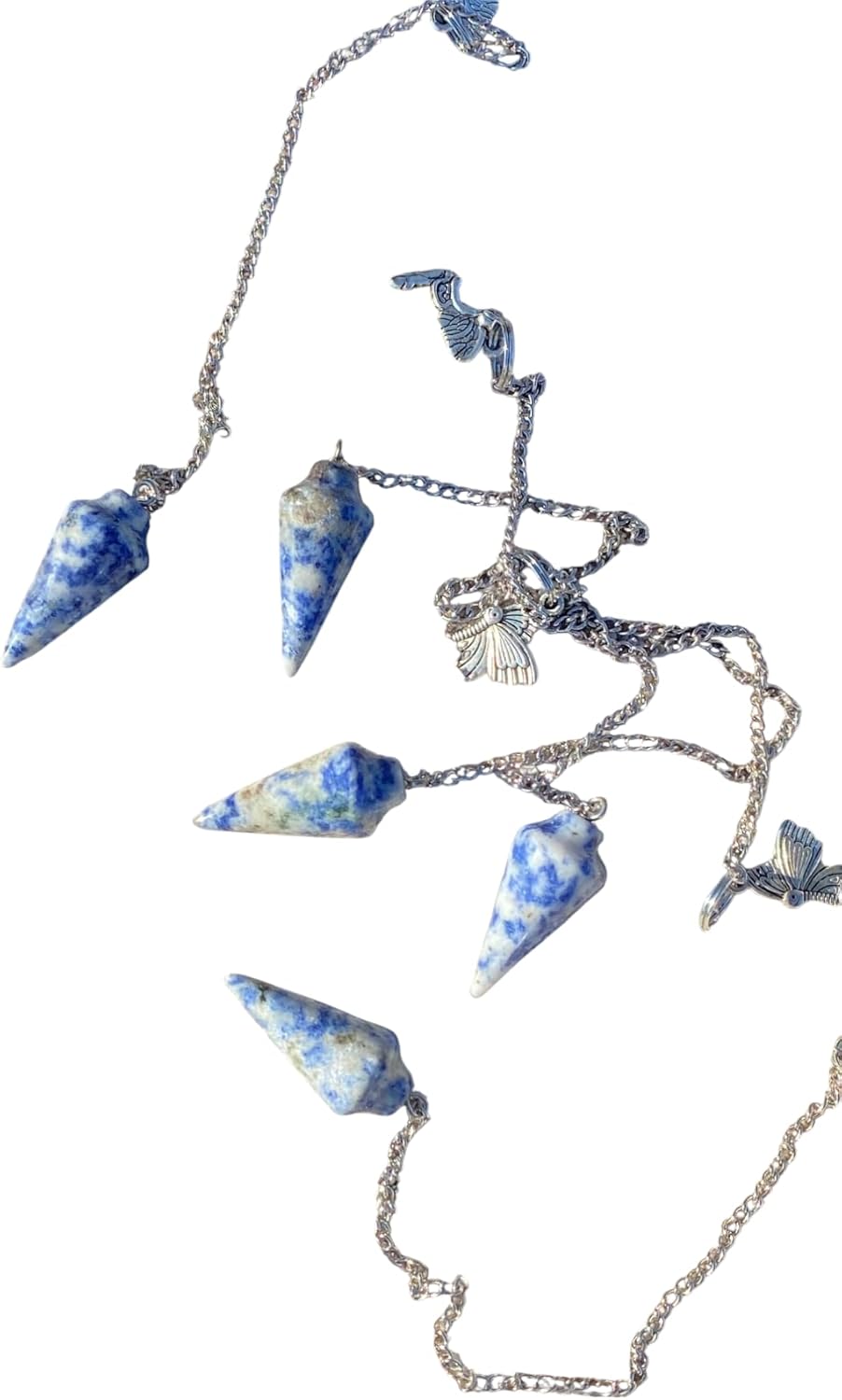Extrinsic Beauty Crystal Pendulum or Pendulum Necklace for Divination - Dowsing Pendulum with Chain and pendant for Reiki Healing and Crystal Grid Meditation or 925 Silver Plated Necklace.