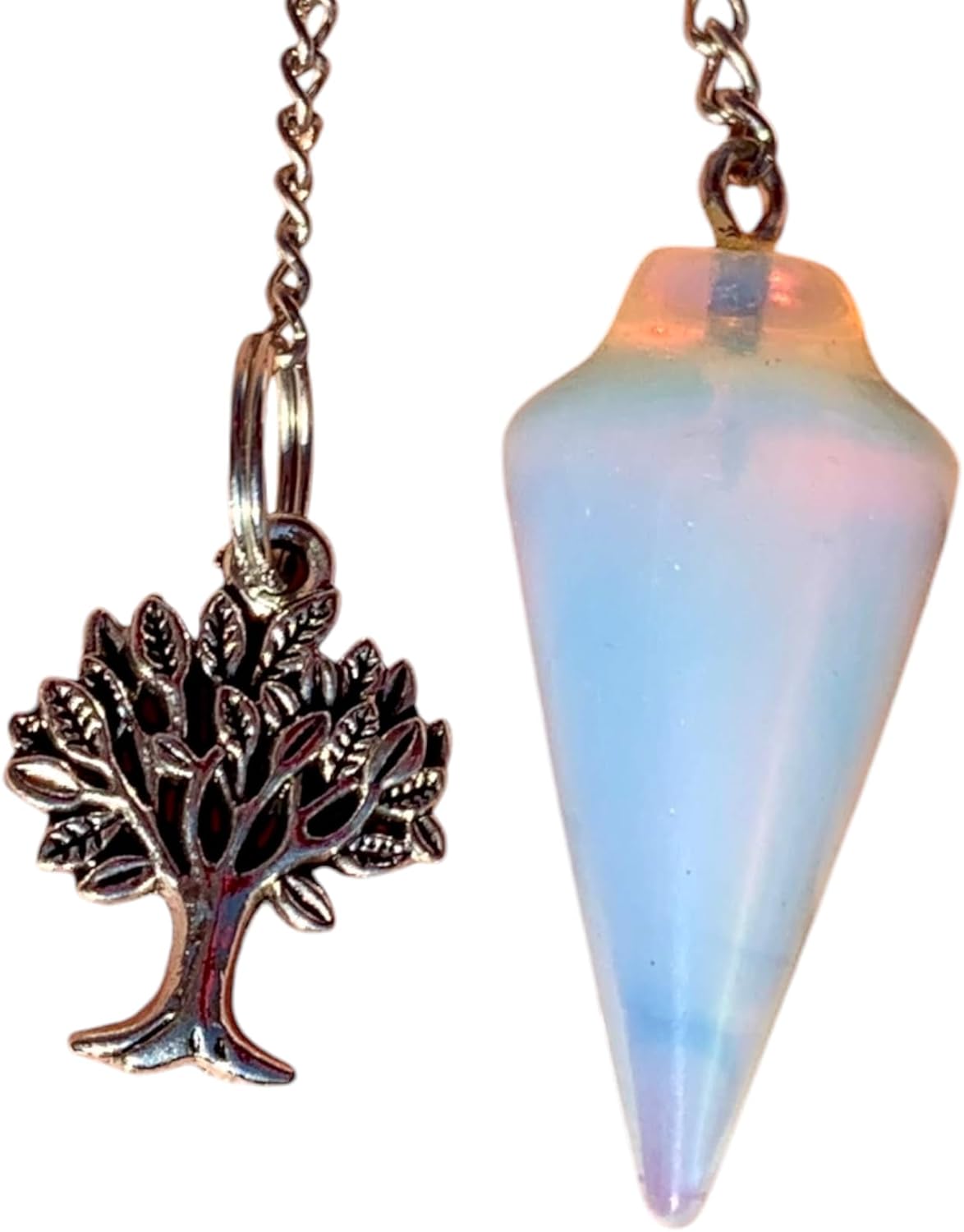 Extrinsic Beauty Crystal Pendulum or Pendulum Necklace for Divination - Dowsing Pendulum with Chain and pendant for Reiki Healing and Crystal Grid Meditation or 925 Silver Plated Necklace.