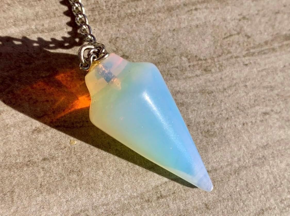 Extrinsic Beauty Crystal Pendulum or Pendulum Necklace for Divination - Dowsing Pendulum with Chain and pendant for Reiki Healing and Crystal Grid Meditation or 925 Silver Plated Necklace.