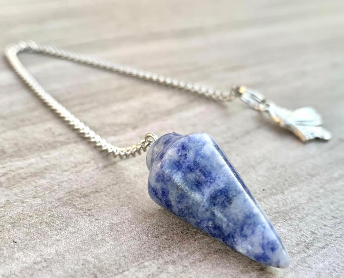 Extrinsic Beauty Crystal Pendulum or Pendulum Necklace for Divination - Dowsing Pendulum with Chain and pendant for Reiki Healing and Crystal Grid Meditation or 925 Silver Plated Necklace.