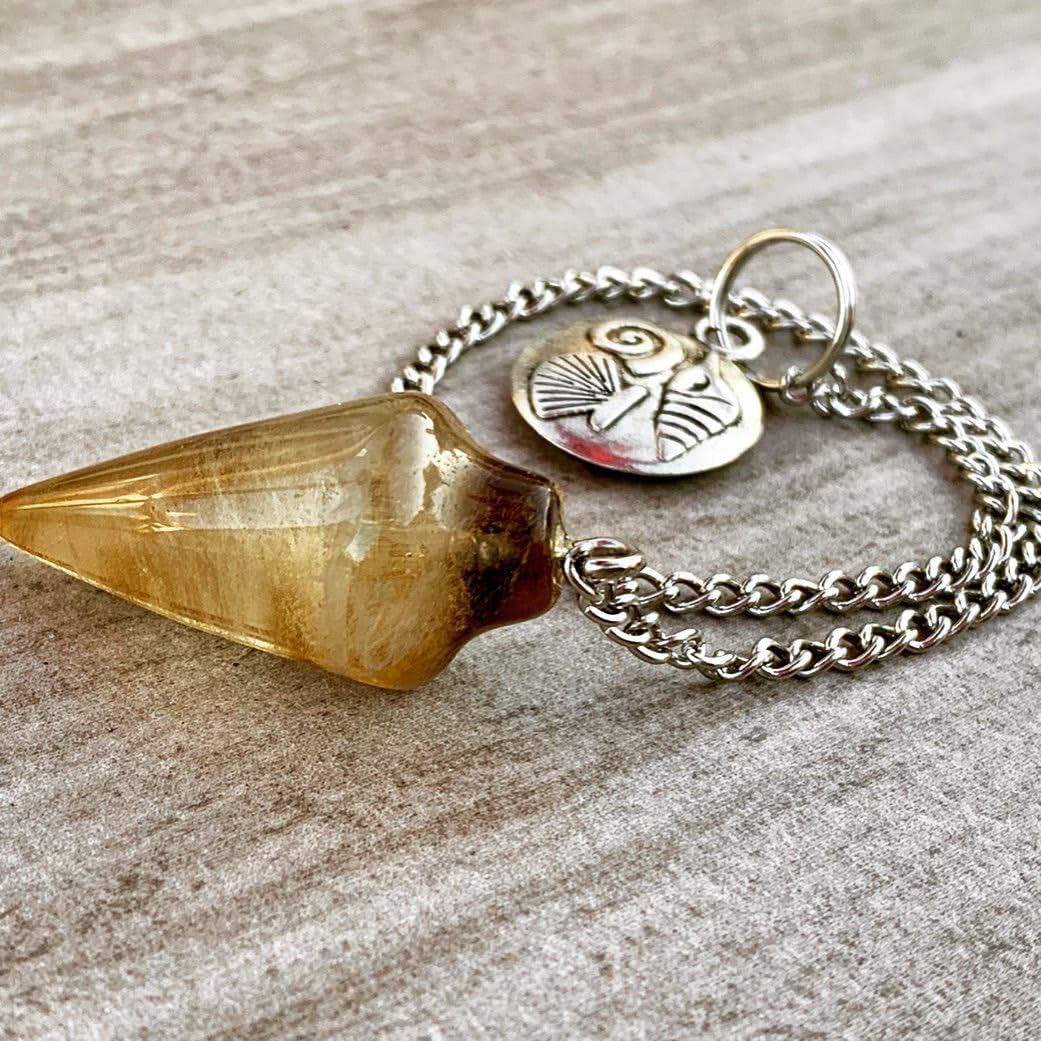 Extrinsic Beauty Crystal Pendulum or Pendulum Necklace for Divination - Dowsing Pendulum with Chain and pendant for Reiki Healing and Crystal Grid Meditation or 925 Silver Plated Necklace.