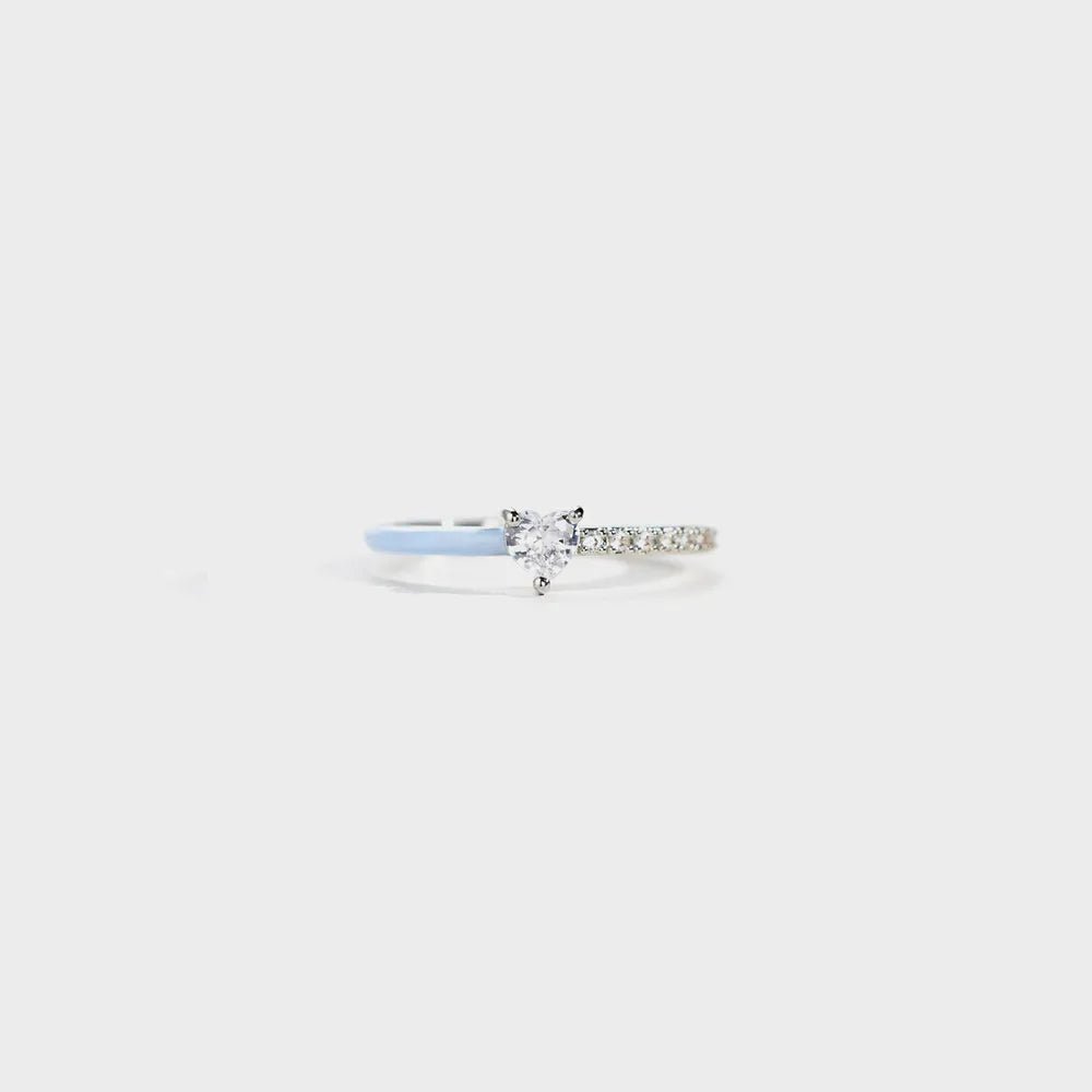 Heart Shape Inlaid Zircon Enamel Ring - Extrinsic Beauty