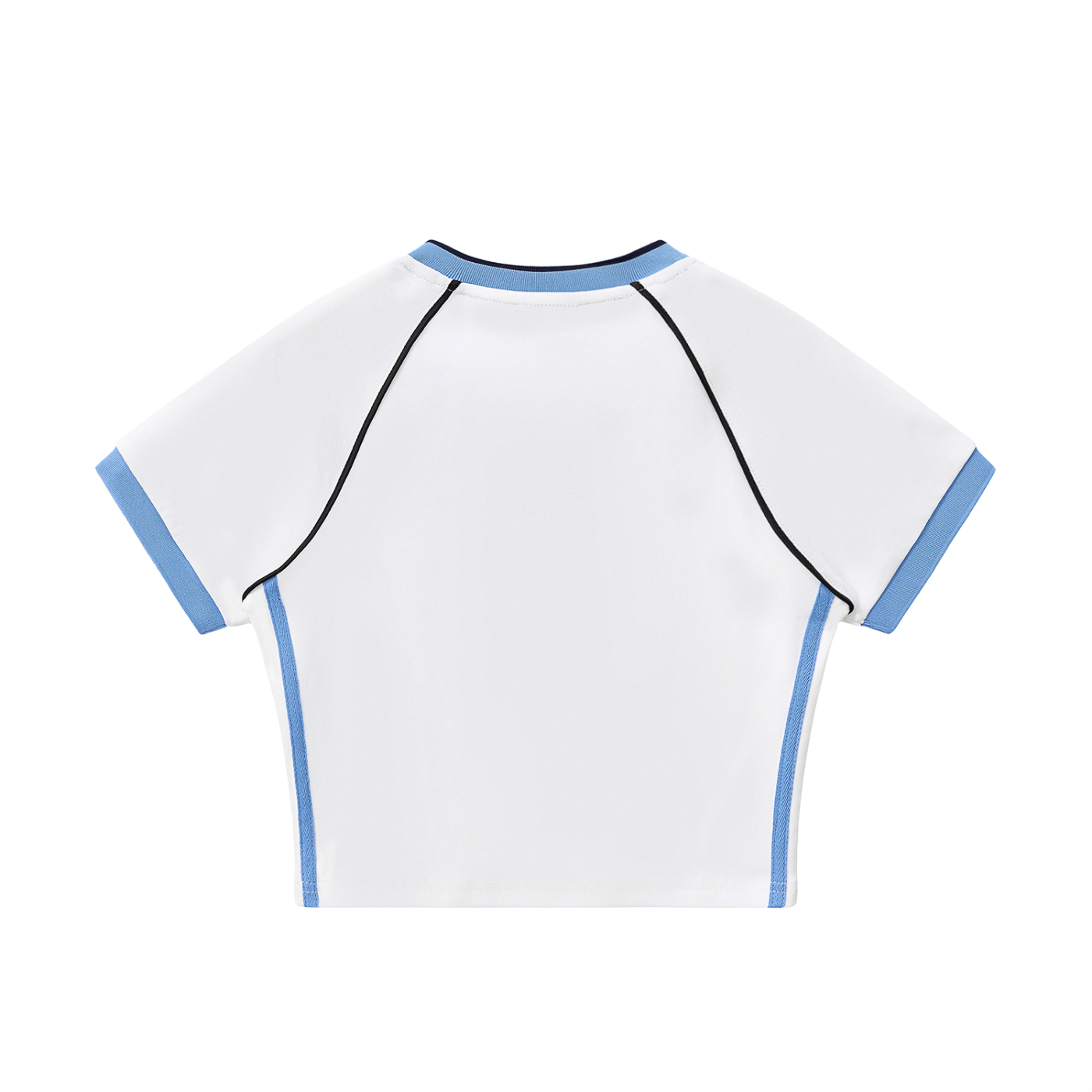 Contrast Trim V-Neck Crop T-Shirt