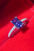1 Carat Moissanite 925 Sterling Silver Rectangle Ring in Blue - Extrinsic Beauty