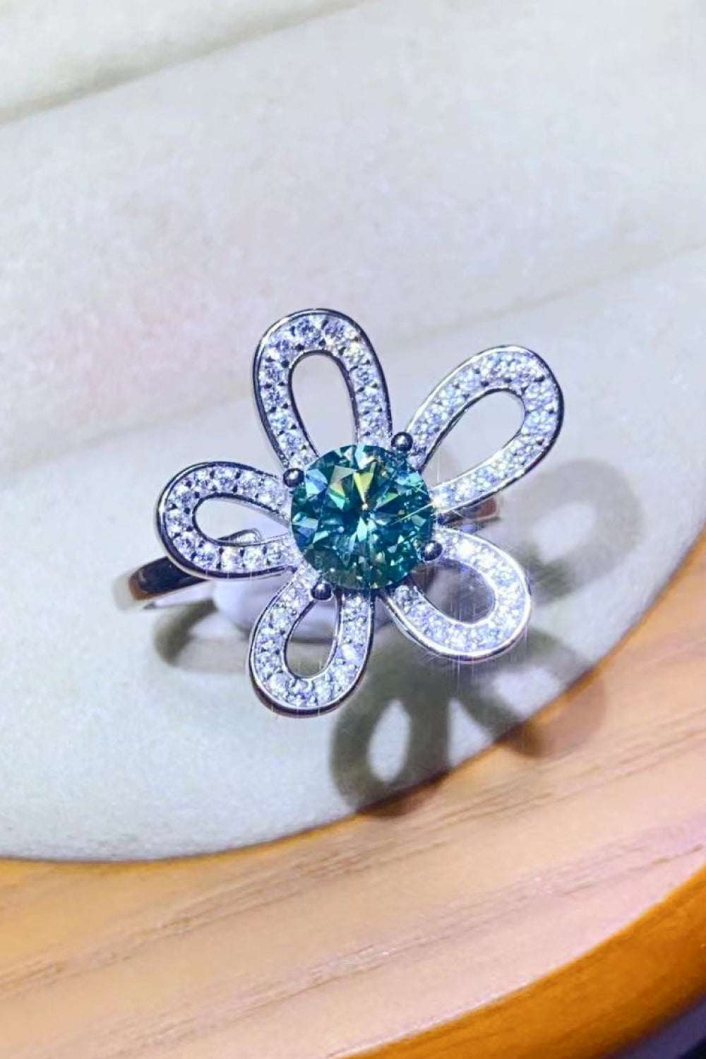 1 Carat Moissanite Flower Shape Open Ring - Extrinsic Beauty