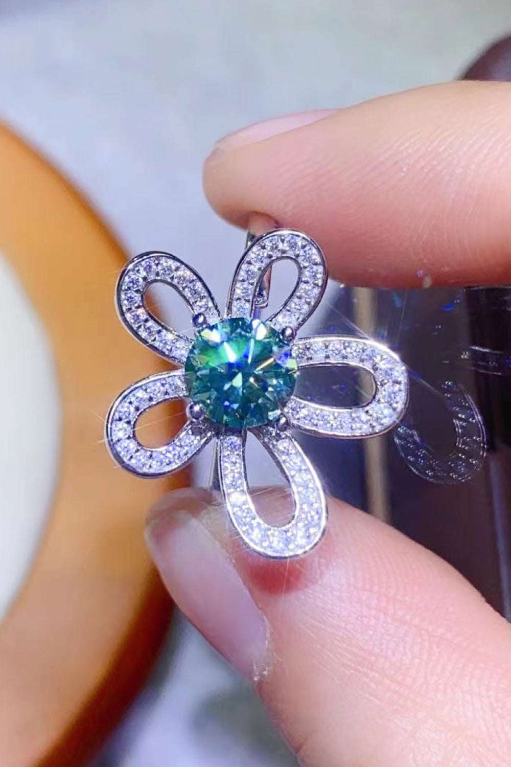 1 Carat Moissanite Flower Shape Open Ring - Extrinsic Beauty