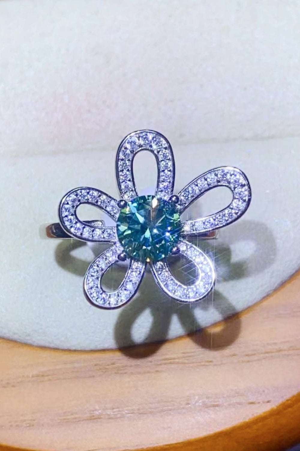 1 Carat Moissanite Flower Shape Open Ring - Extrinsic Beauty