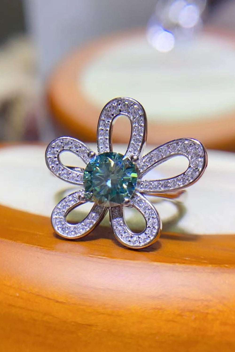 1 Carat Moissanite Flower Shape Open Ring - Extrinsic Beauty