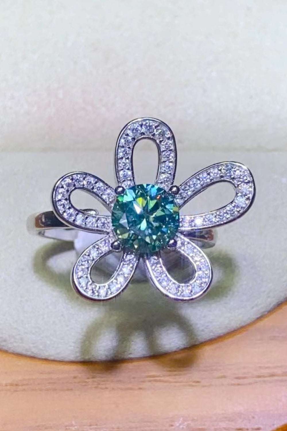 1 Carat Moissanite Flower Shape Open Ring - Extrinsic Beauty