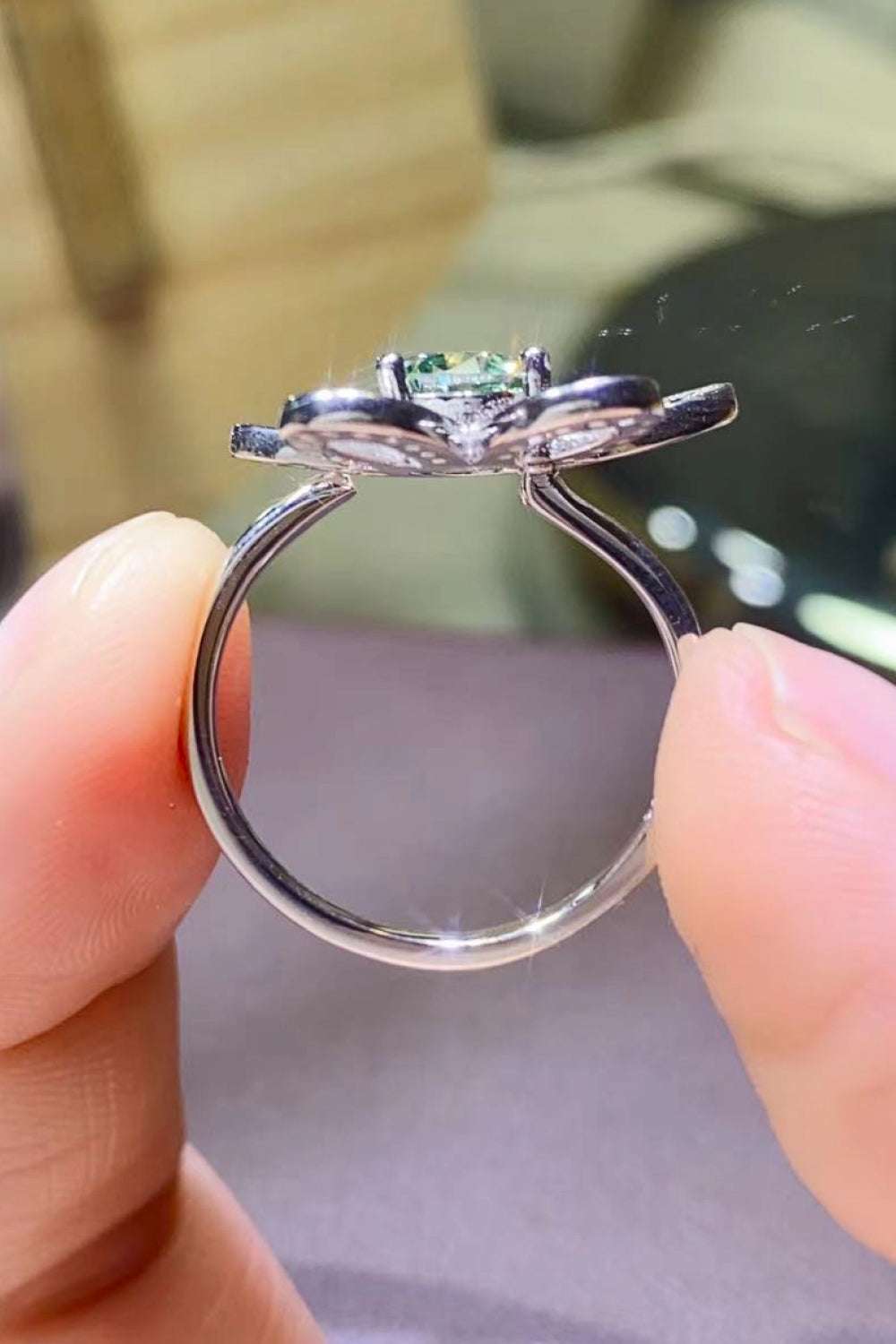 1 Carat Moissanite Flower Shape Open Ring - Extrinsic Beauty