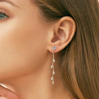 1.38 Carat Moissanite 925 Sterling Silver Leaf Earrings - Extrinsic Beauty
