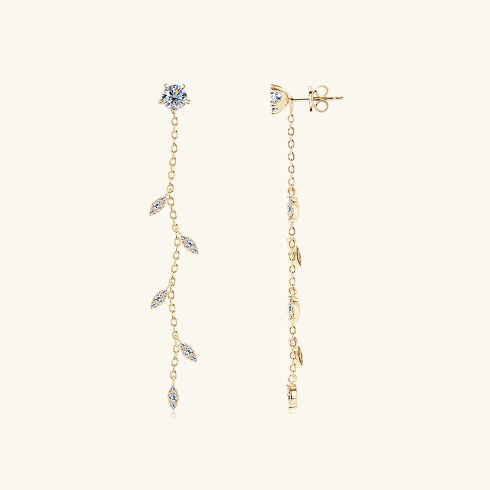 1.38 Carat Moissanite 925 Sterling Silver Leaf Earrings - Extrinsic Beauty
