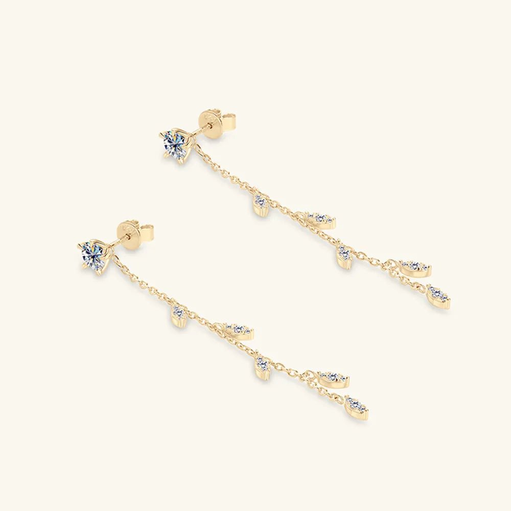 1.38 Carat Moissanite 925 Sterling Silver Leaf Earrings - Extrinsic Beauty