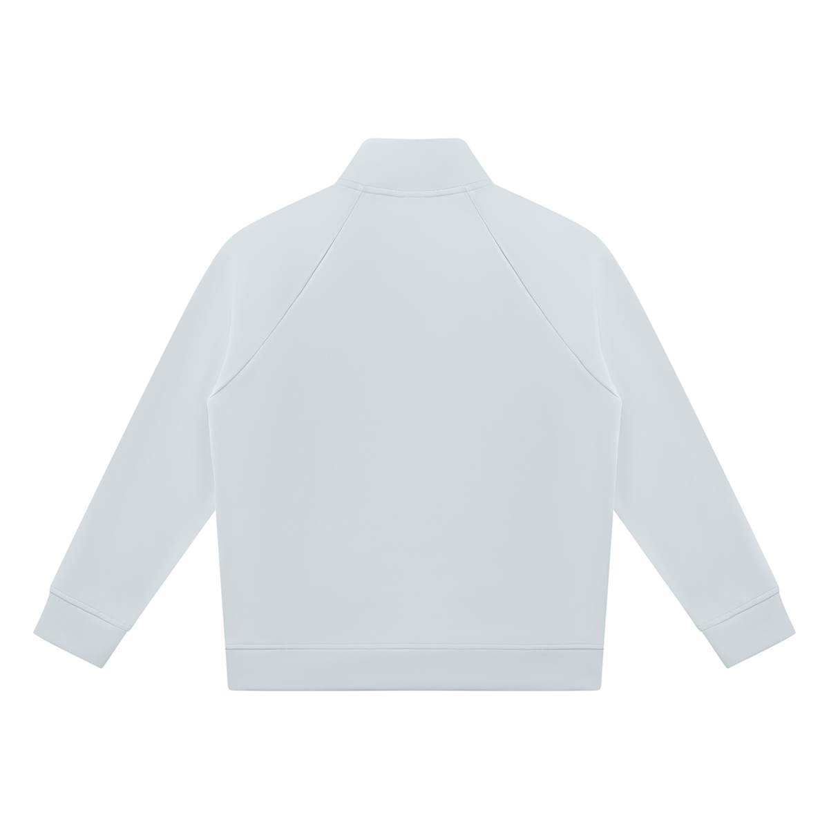 Light blue stand-collar jacket, full-zip back with raglan seams