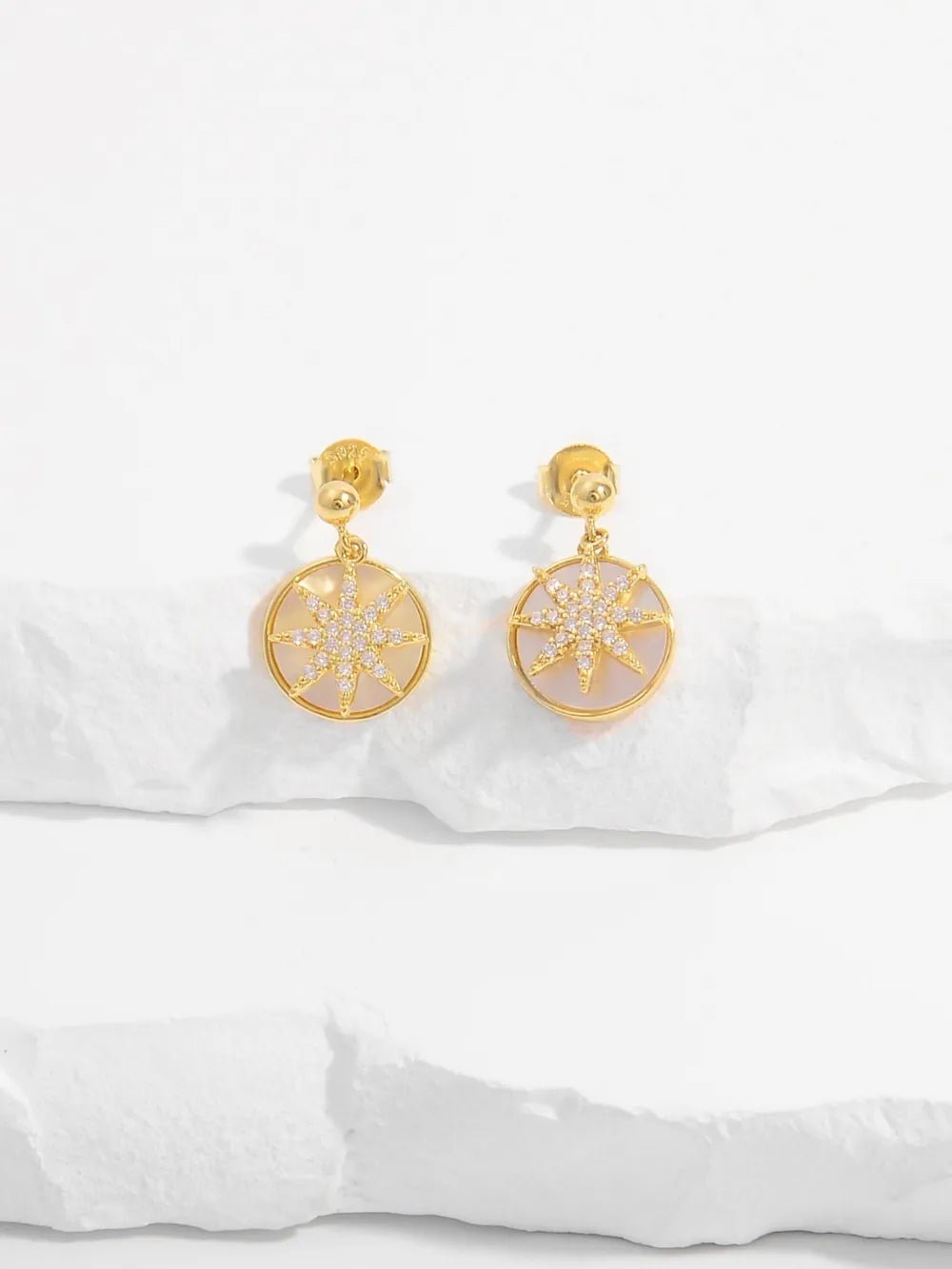 18K Gold - Plated 925 Sterling Silver Star Shape Earrings - Extrinsic Beauty