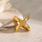 18K Gold - Plated Crisscross Ring - Extrinsic Beauty