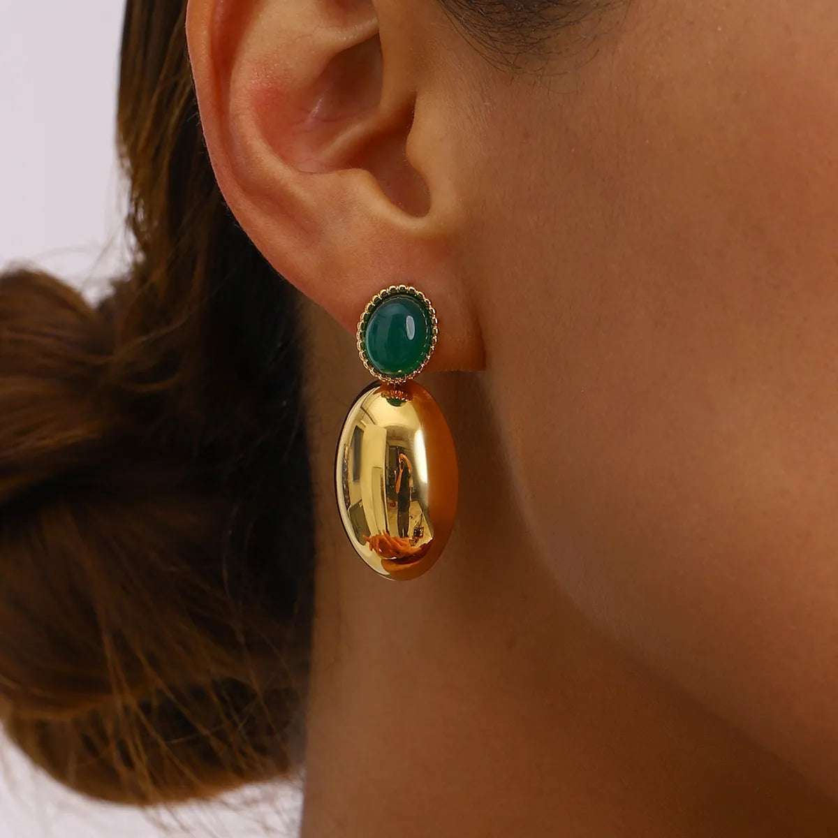 18K Gold - Plated Inlaid Agate Drop Earrings - Extrinsic Beauty