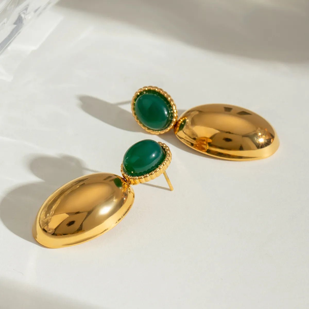 18K Gold - Plated Inlaid Agate Drop Earrings - Extrinsic Beauty