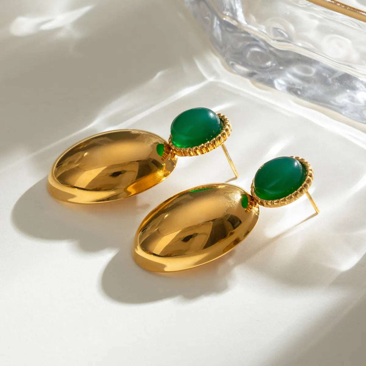 18K Gold - Plated Inlaid Agate Drop Earrings - Extrinsic Beauty
