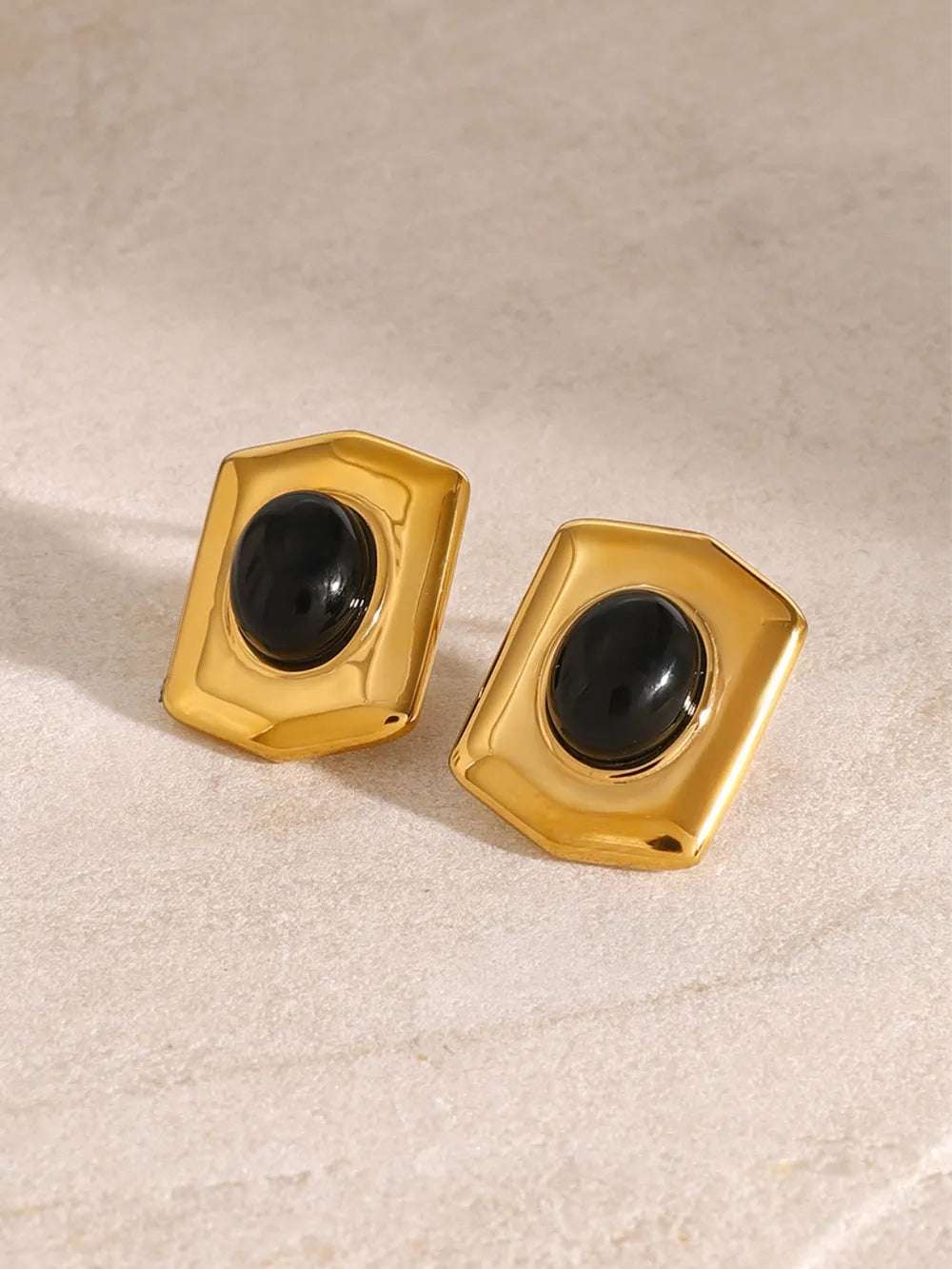 18K Gold - Plated Stainless Steel Agate Earrings - Extrinsic Beauty