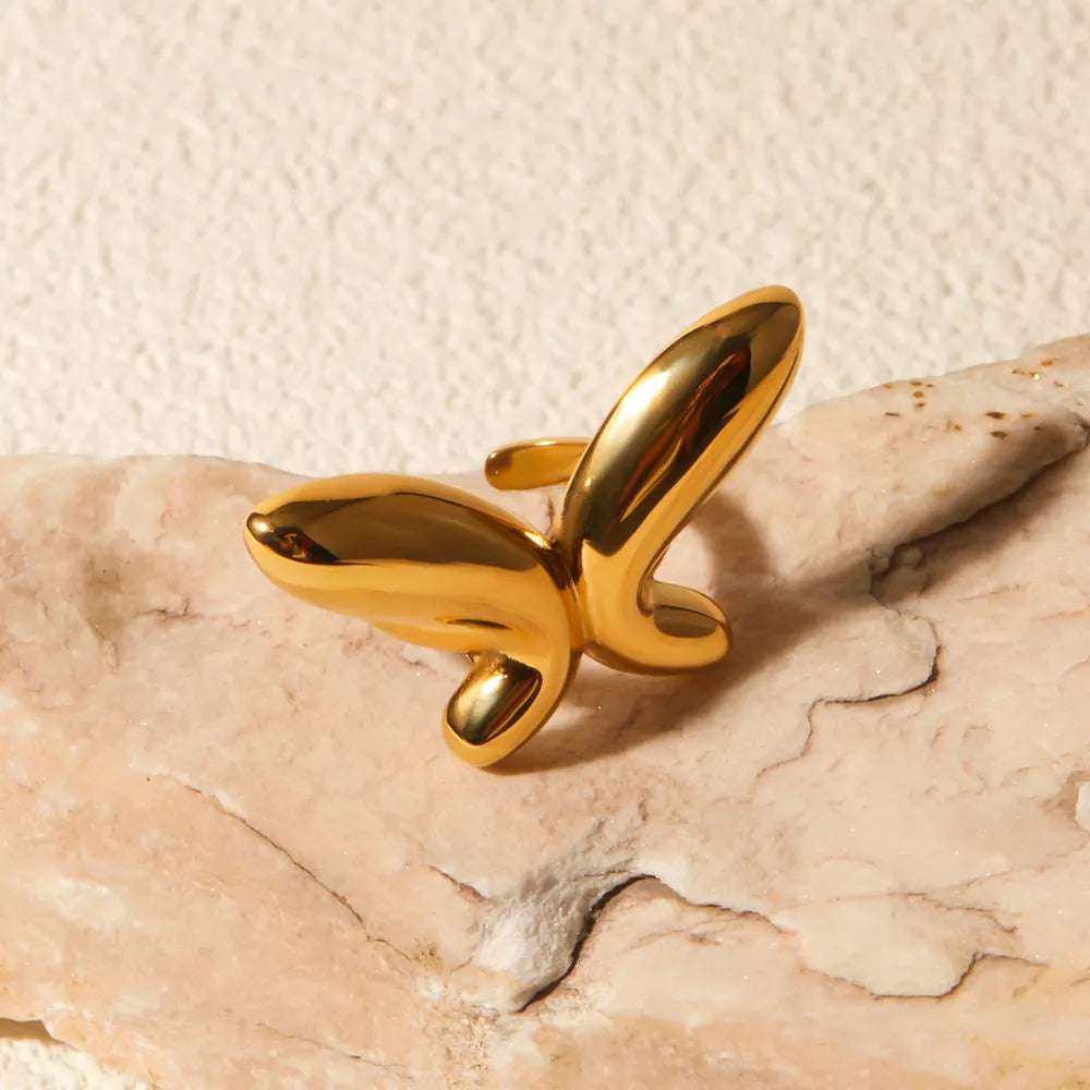 18K Gold - Plated Stainless Steel Butterfly Ring - Extrinsic Beauty