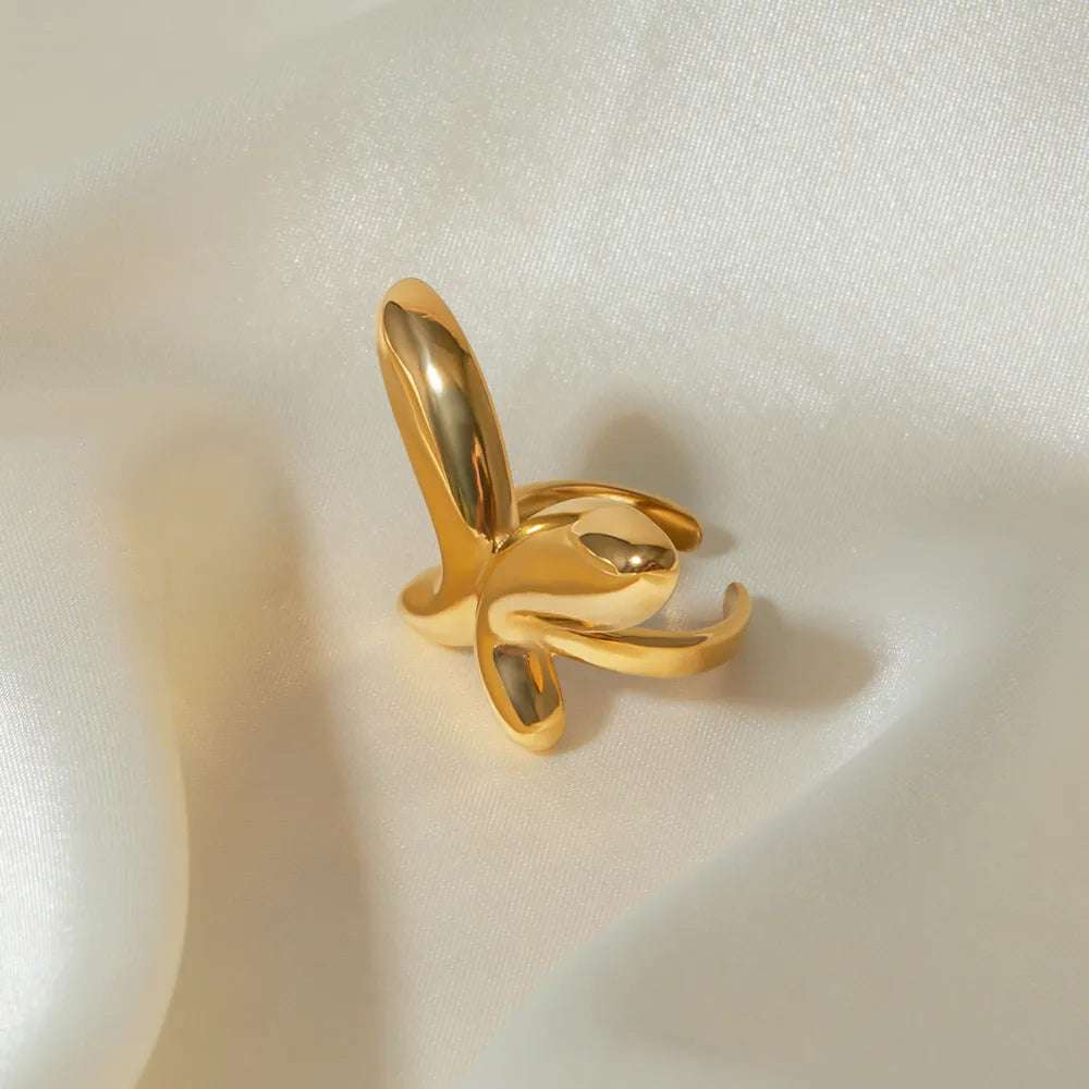 18K Gold - Plated Stainless Steel Butterfly Ring - Extrinsic Beauty