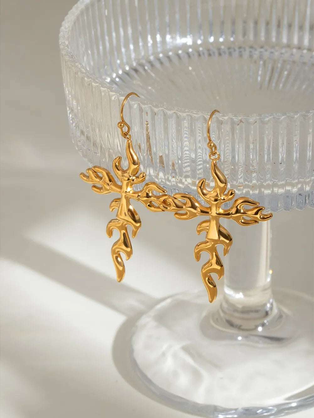 18K Gold - Plated Stainless Steel Cross Earrings - Extrinsic Beauty