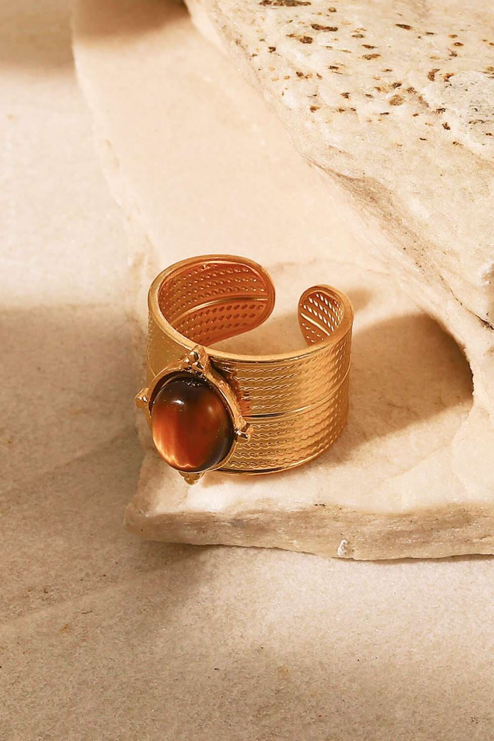18K Gold - Plated Wide Open Ring - Extrinsic Beauty