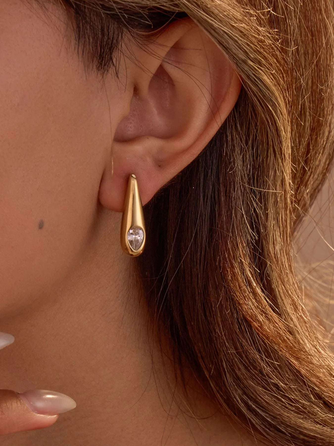 18K Gold - Plated Zircone Teardrop Earrings - Extrinsic Beauty