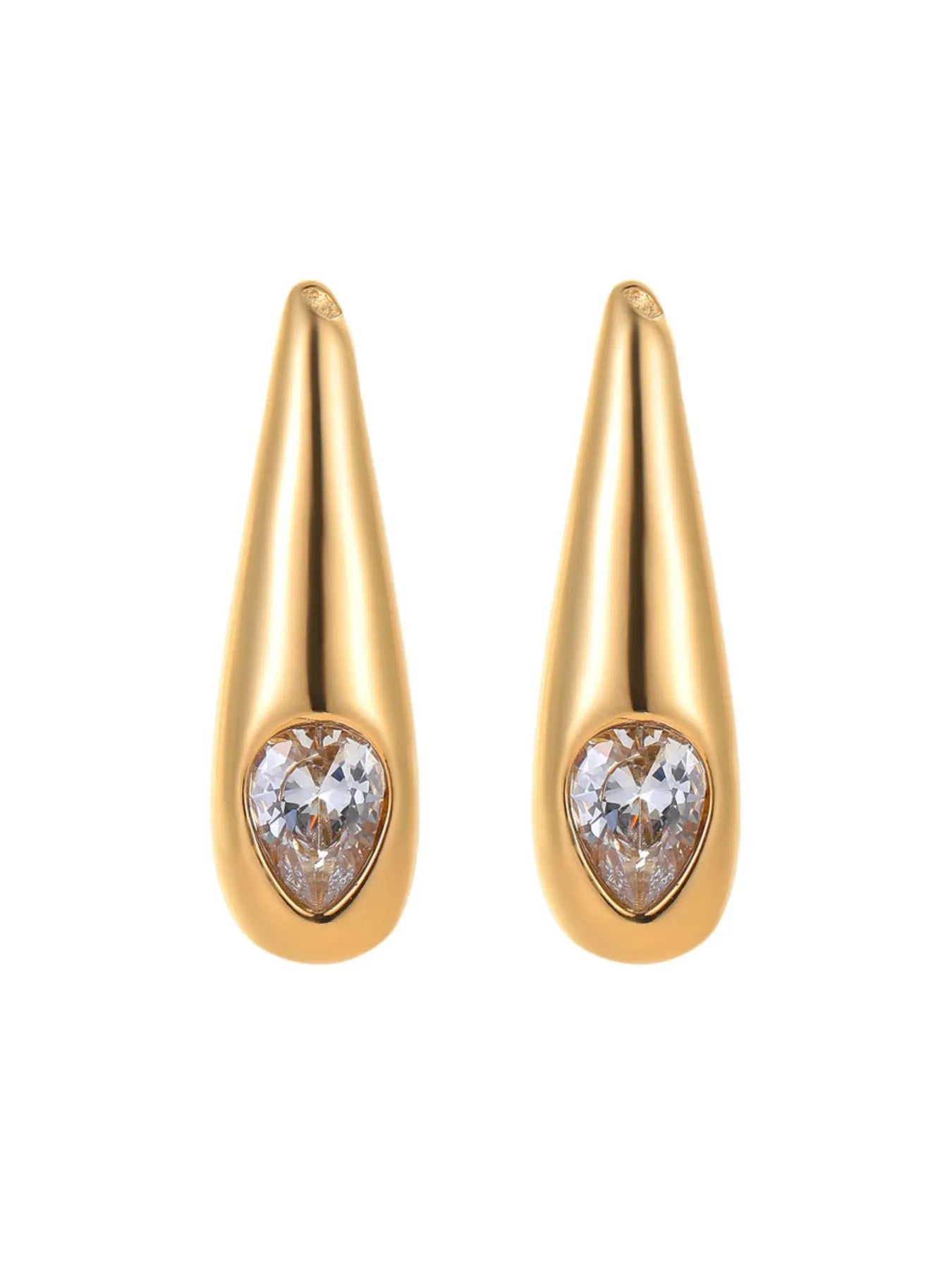 18K Gold - Plated Zircone Teardrop Earrings - Extrinsic Beauty