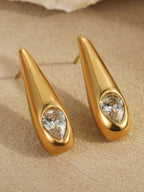 18K Gold - Plated Zircone Teardrop Earrings - Extrinsic Beauty