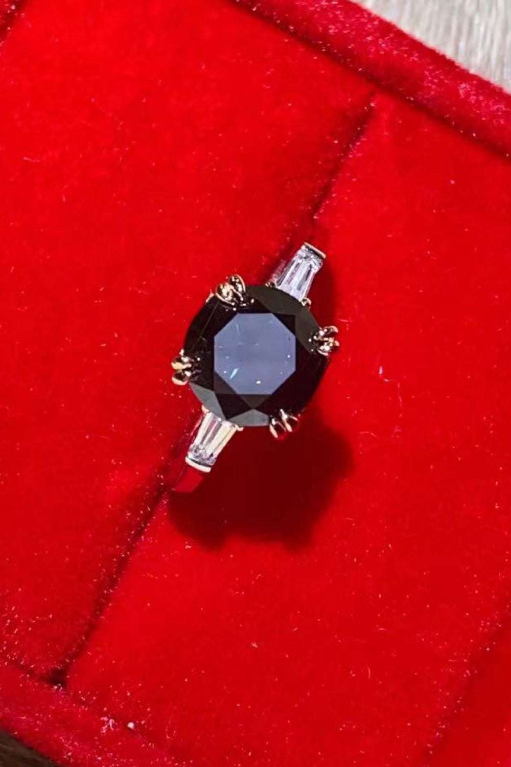 2 Carat Black Moissanite Platinum - Plated Ring - Extrinsic Beauty