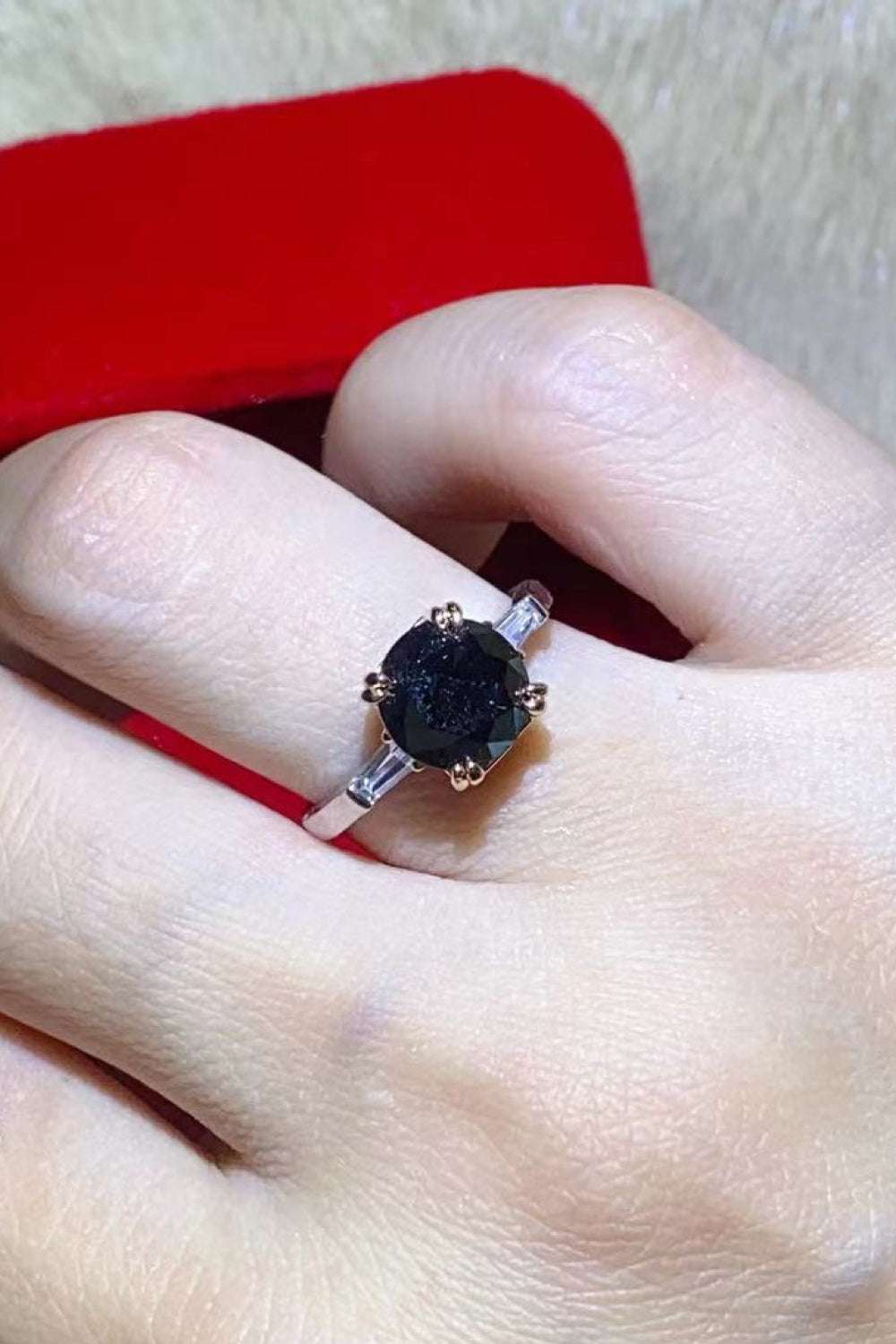 2 Carat Black Moissanite Platinum - Plated Ring - Extrinsic Beauty