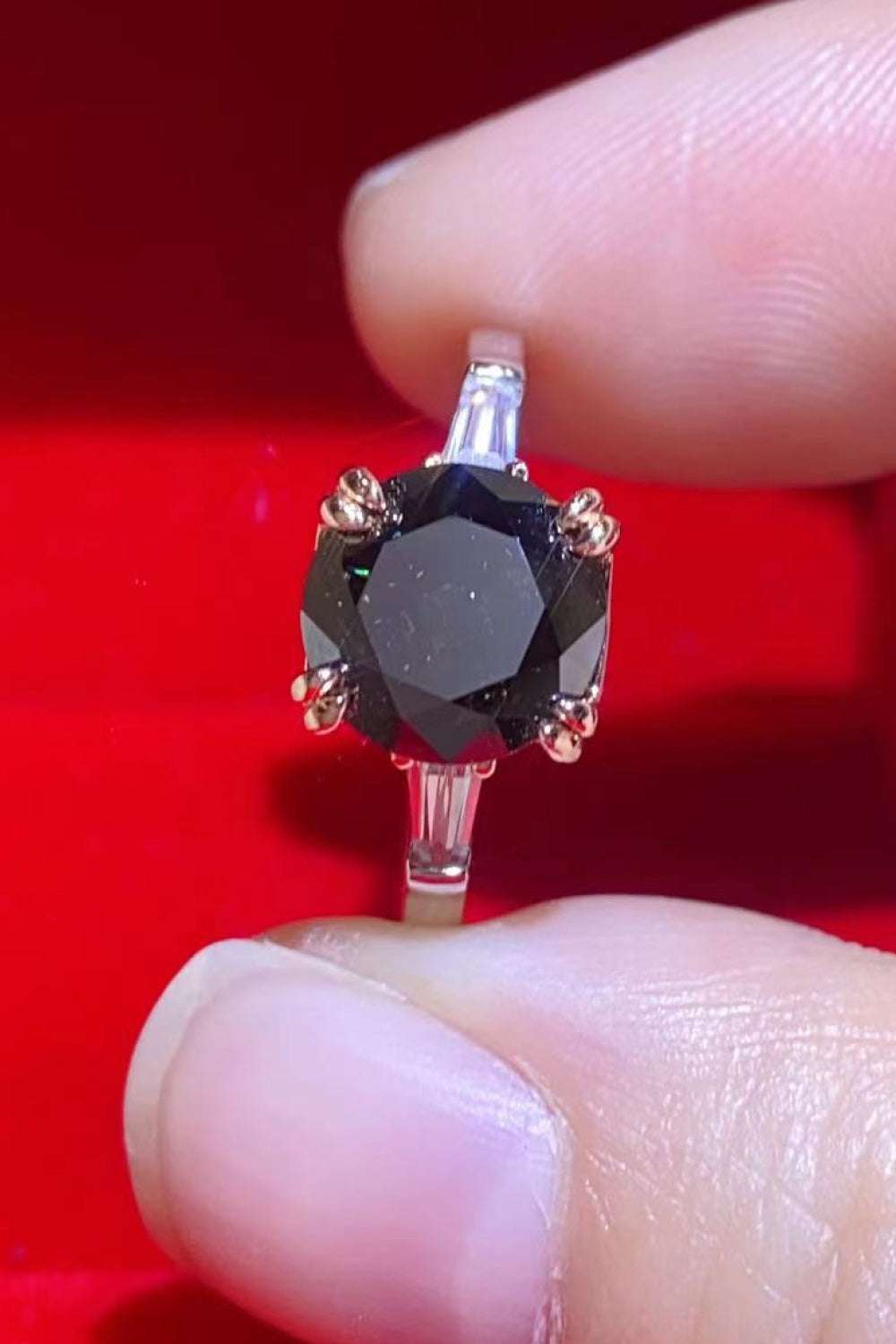 2 Carat Black Moissanite Platinum - Plated Ring - Extrinsic Beauty