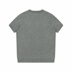 Unisex crewneck knit T-shirt, dark gray, short sleeves, back view