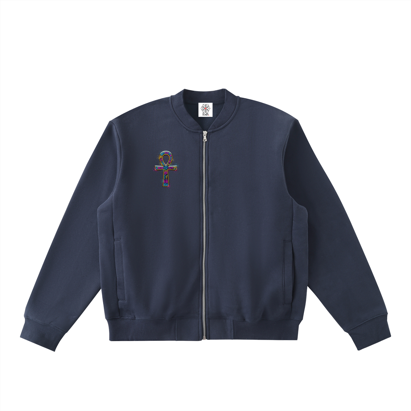 Essential Zip-Up Fleeced Varsity Jacket