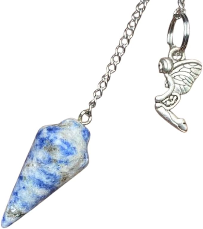 Natural Gemstone Smooth Conical Crystal Pendulum with Mystery Charm | Bag Charm