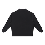 Black knitted oversize sweatshirt with crew round neck and long sleeves, back view