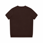 Unisex crewneck knit T-shirt, brown, short sleeves, back view